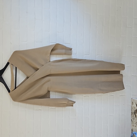 Creamy Taupe Cross over Knit midi dress - small - Picture 2 of 8
